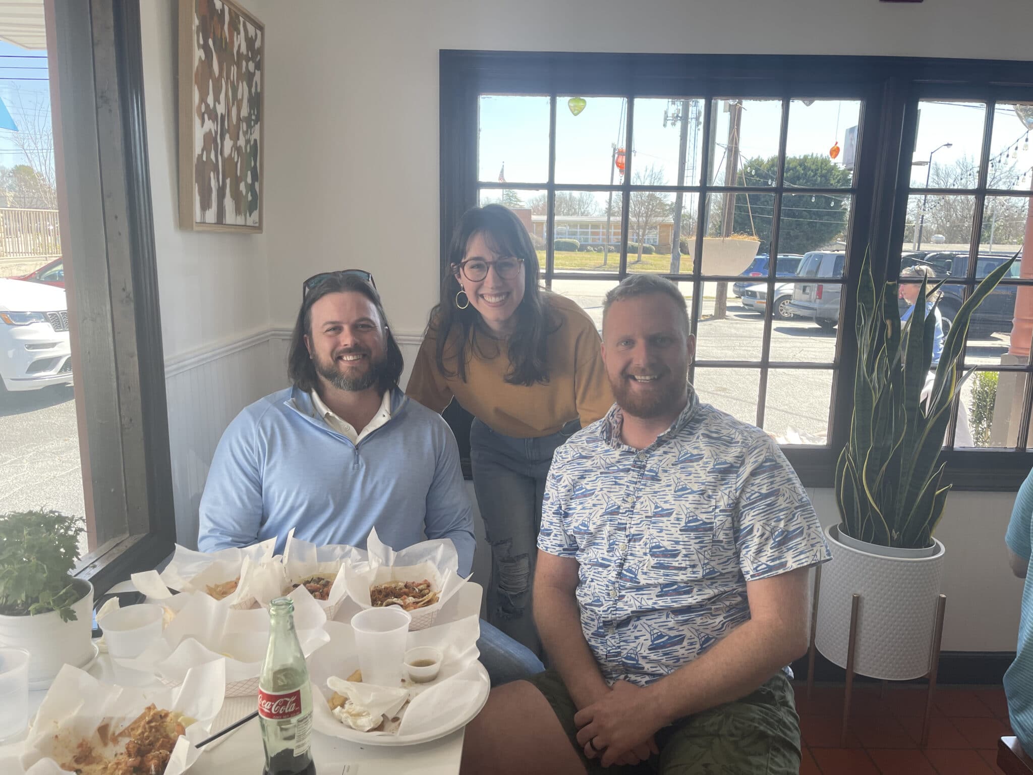 Alex, Emma, and Andrew out for lunch