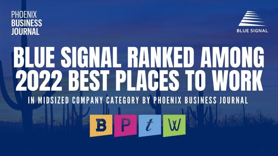 Best Places to Work logo over Arizona skyline photo