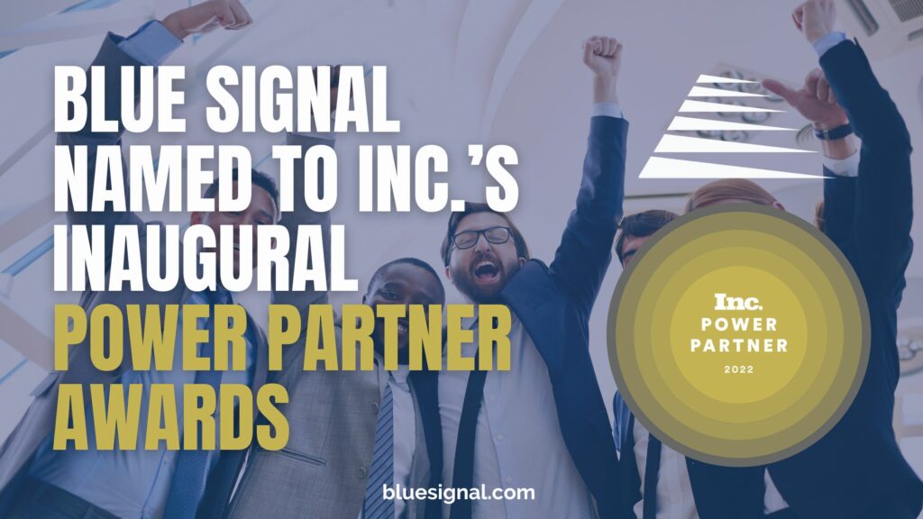 Power Partner Award blog title with photo of people fist pumping