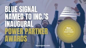 Power Partner Award blog title with photo of people fist pumping