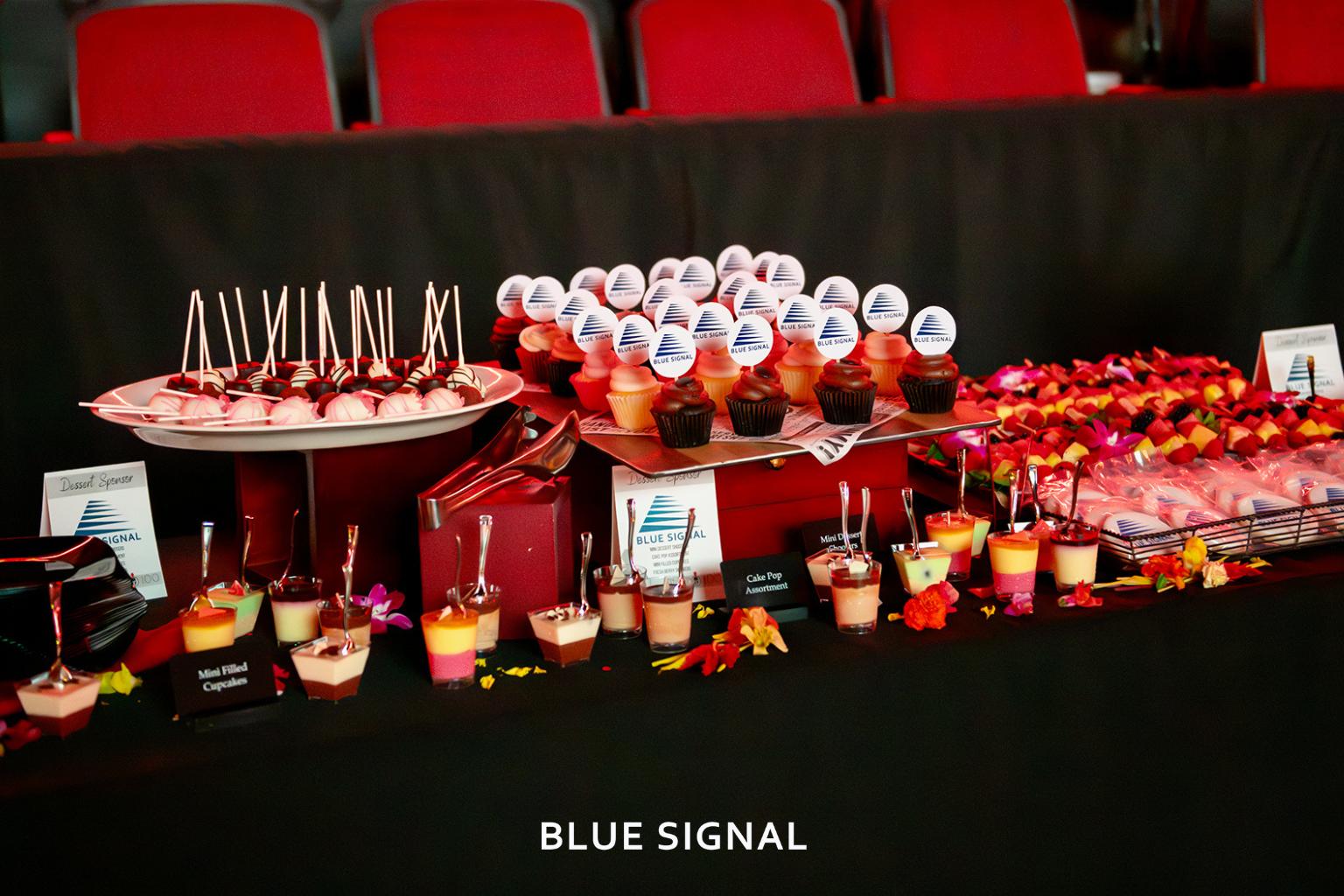 Dessert table sponsored by Blue Signal at the Titan 100 event in Phoenix at the Desert Diamond Arena