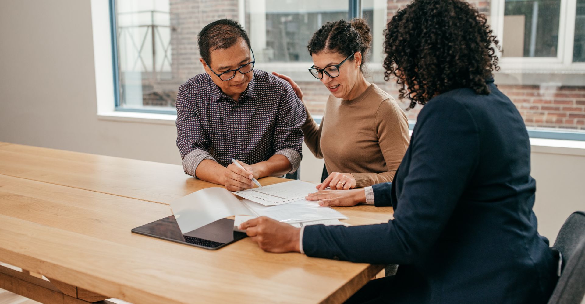 Business leaders collaborating in a modern meeting