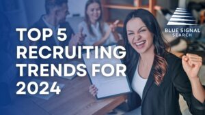 A joyful candidate celebrating a successful job placement, representing the 'Top 5 Recruiting Trends for 2024' as a significant recruiting trend in the industry.