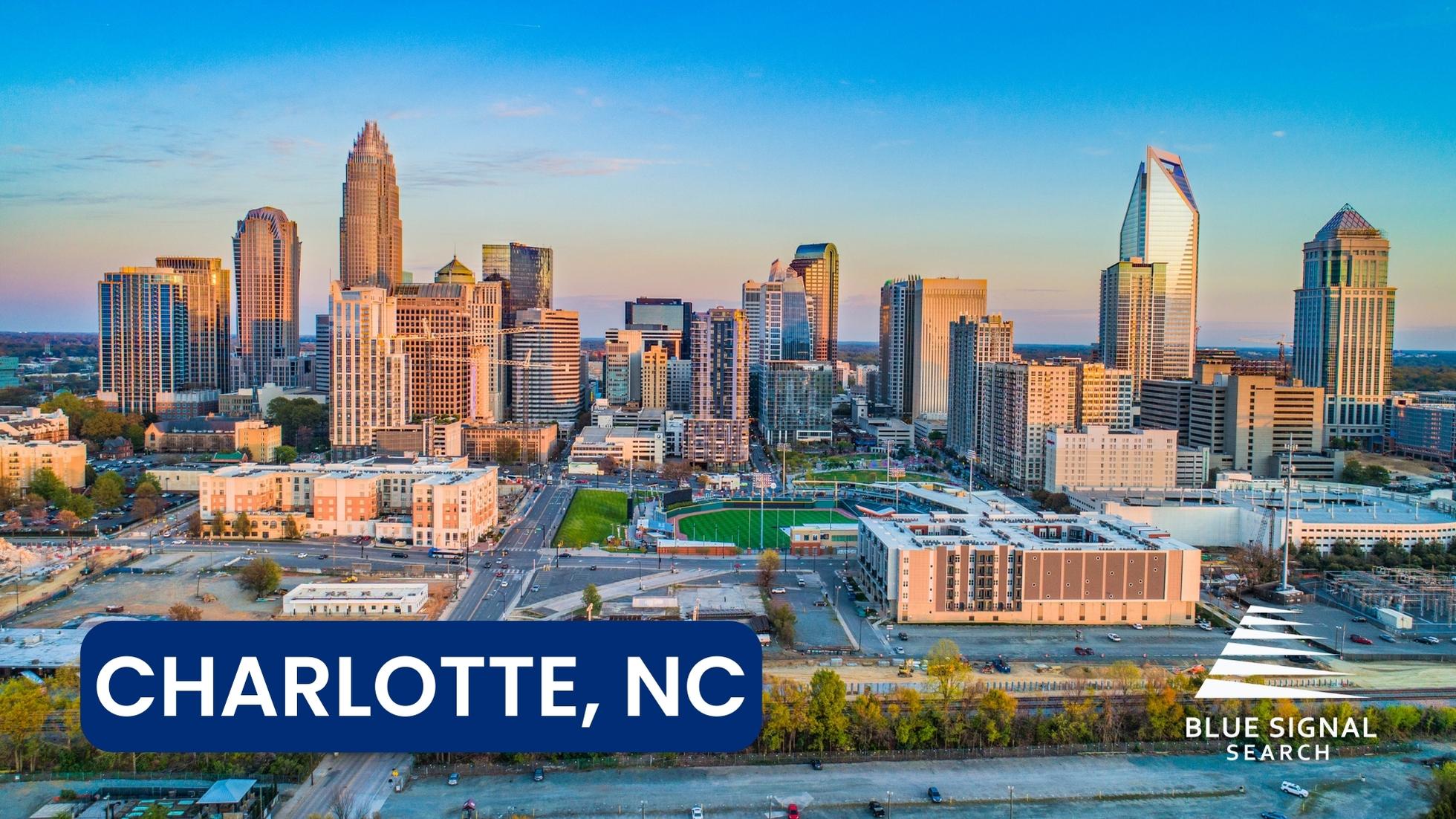 Charlotte skyline on a clear day, representing one of the fastest-growing finance hubs in the Southeast.