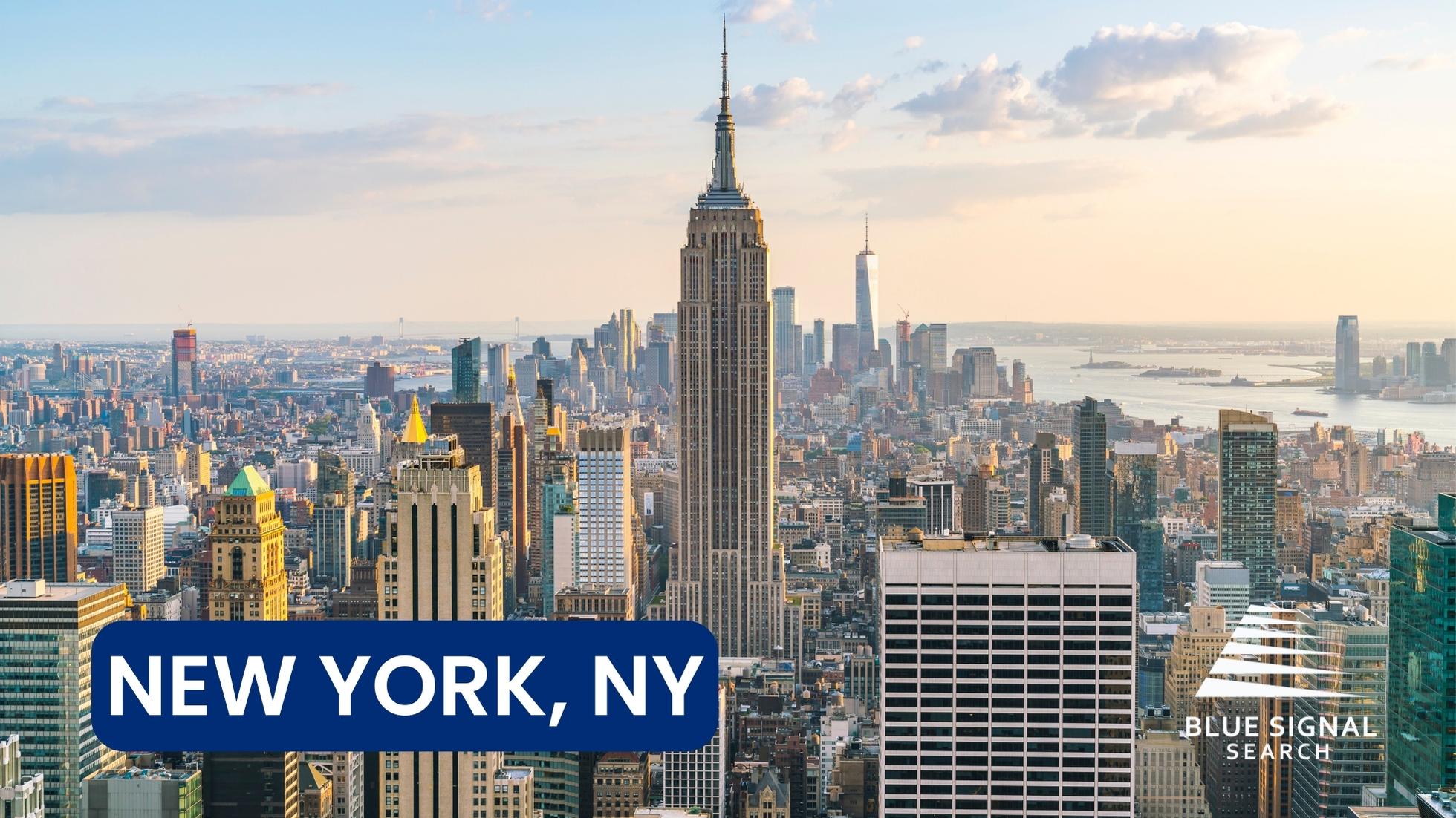 New York City skyline featuring the Empire State Building, representing the world’s leading hub for finance jobs.