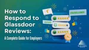 Illustration of a 5-star review with positive feedback icons, representing employer strategies on how to respond to Glassdoor reviews.