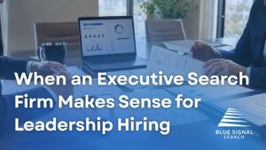 Executive search firm strategy meeting for senior leadership hiring