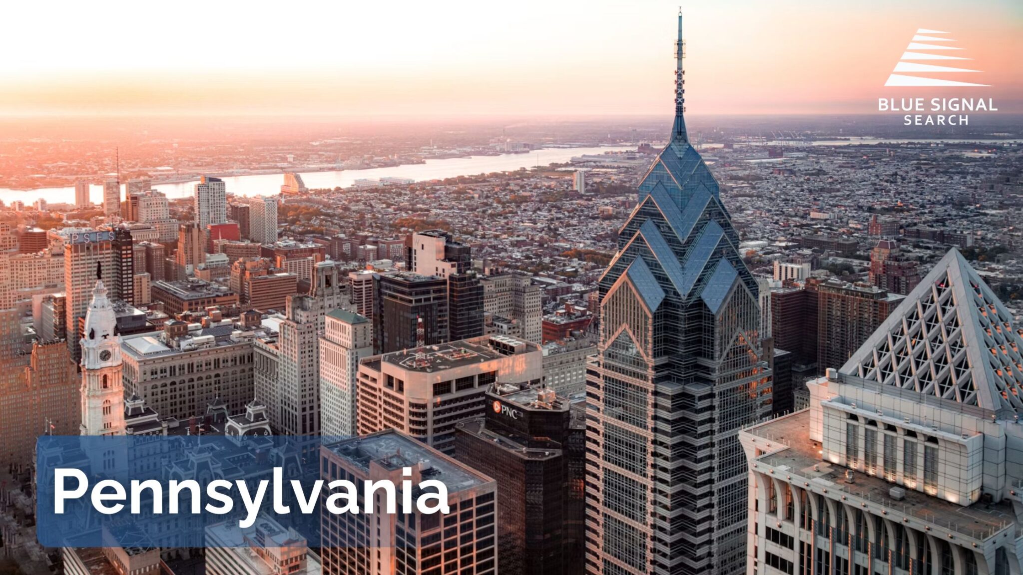 Philadelphia, Pennsylvania skyline at sunset representing one of America's major natural gas and energy hubs.