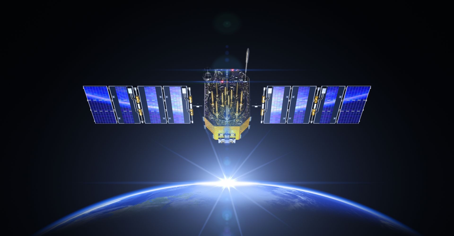 Satellite orbiting above Earth representing the space and satellite industry